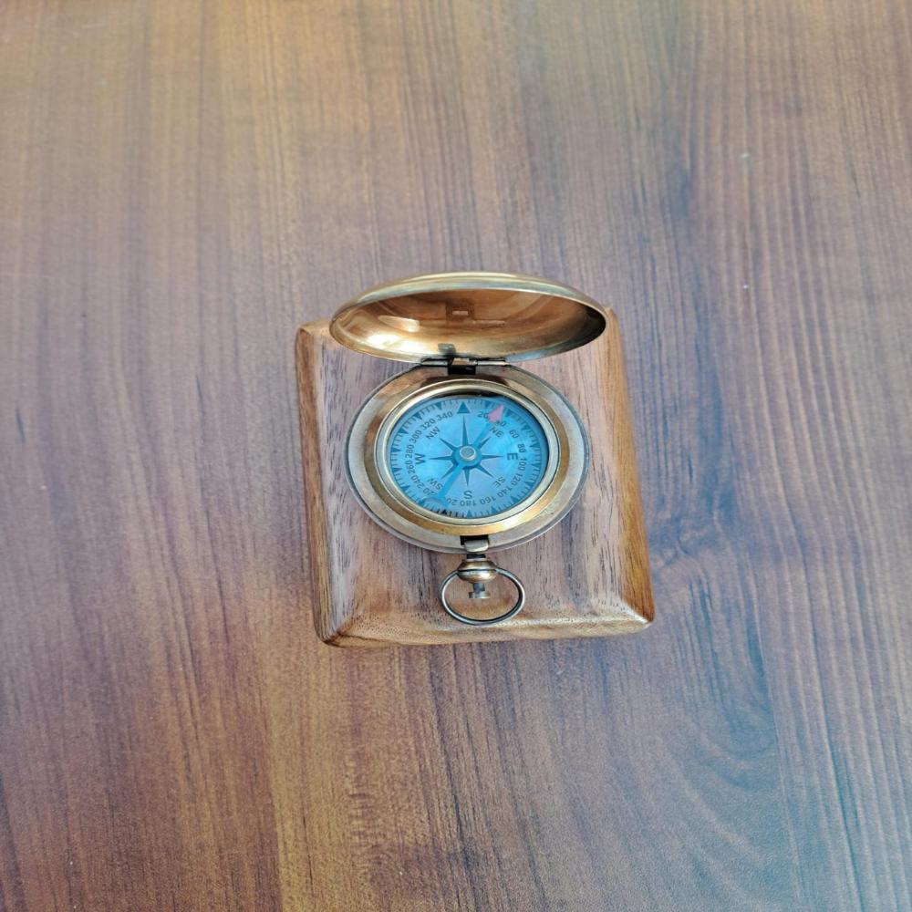 Personalized Brass Sundial Compass – Handmade Nautical Gift