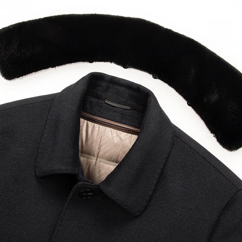 FAPAI Men's Mid-Length Wool Blend Down Overcoat