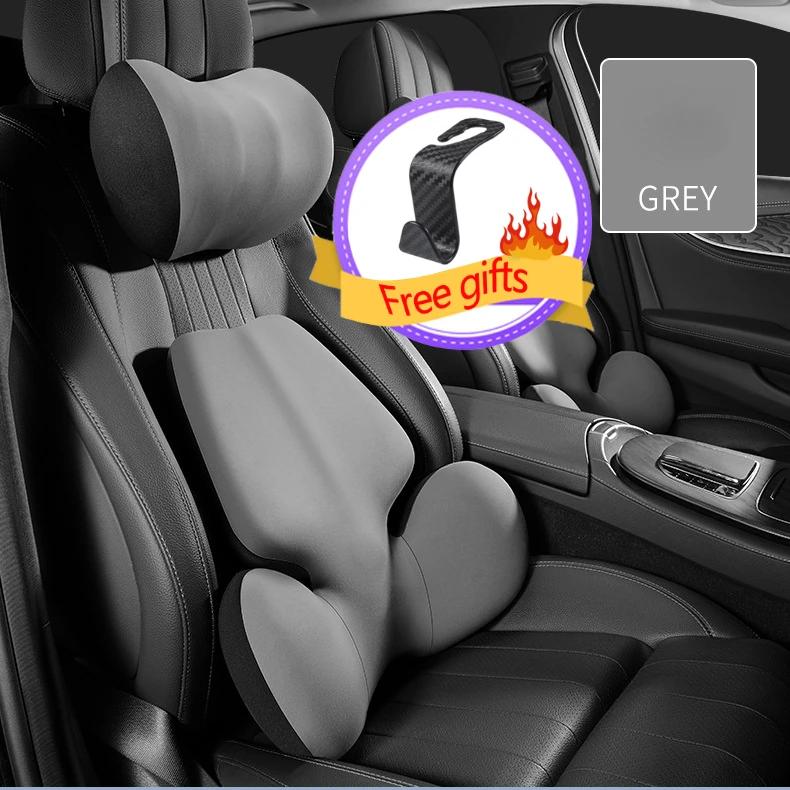 Memory Foam Car Lumbar Support Pillow Auto Neck Pillow Waist Support Removable Washable Universal Car Seat Pillow Headrest