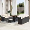 9-Piece Garden Sofa Set with Cushions Black Poly Rattan Acacia 3361570