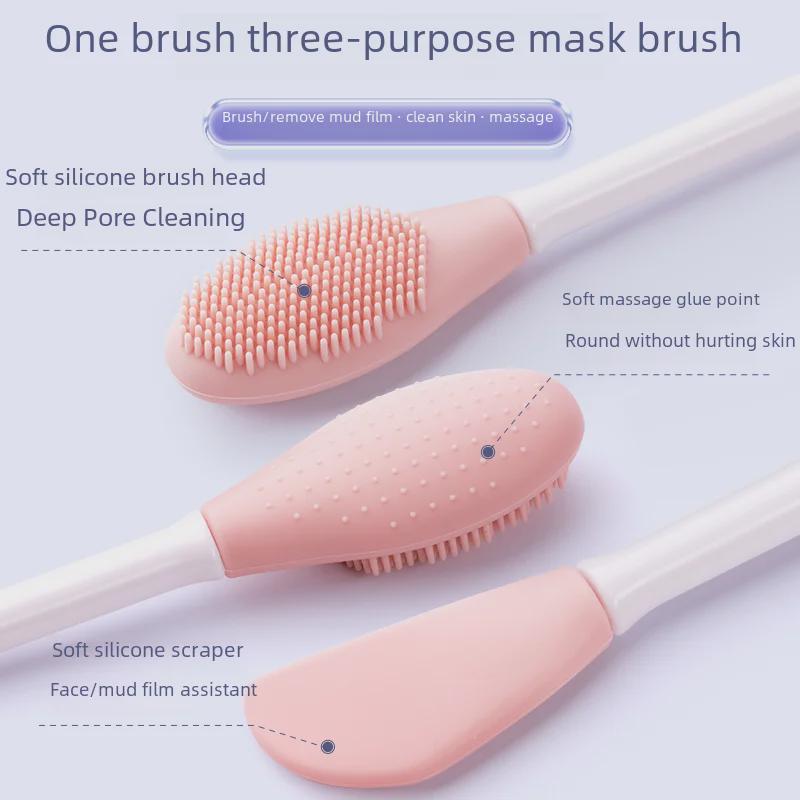 Doppelfunktionaler 2-köpfiger Silikon-Maskenpinsel für selbstgemachte Schlammmasken und Beauty-Make-up. Perfekt zum Verschmieren und Reinigen.