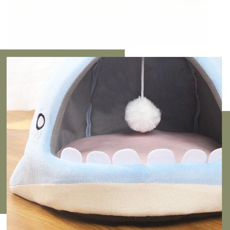 Closed Four-season Universal Kitten Nest High Rebound PP Cotton Windproof Warm Cat House Bed Soft Crystal Velvet Pet Nest