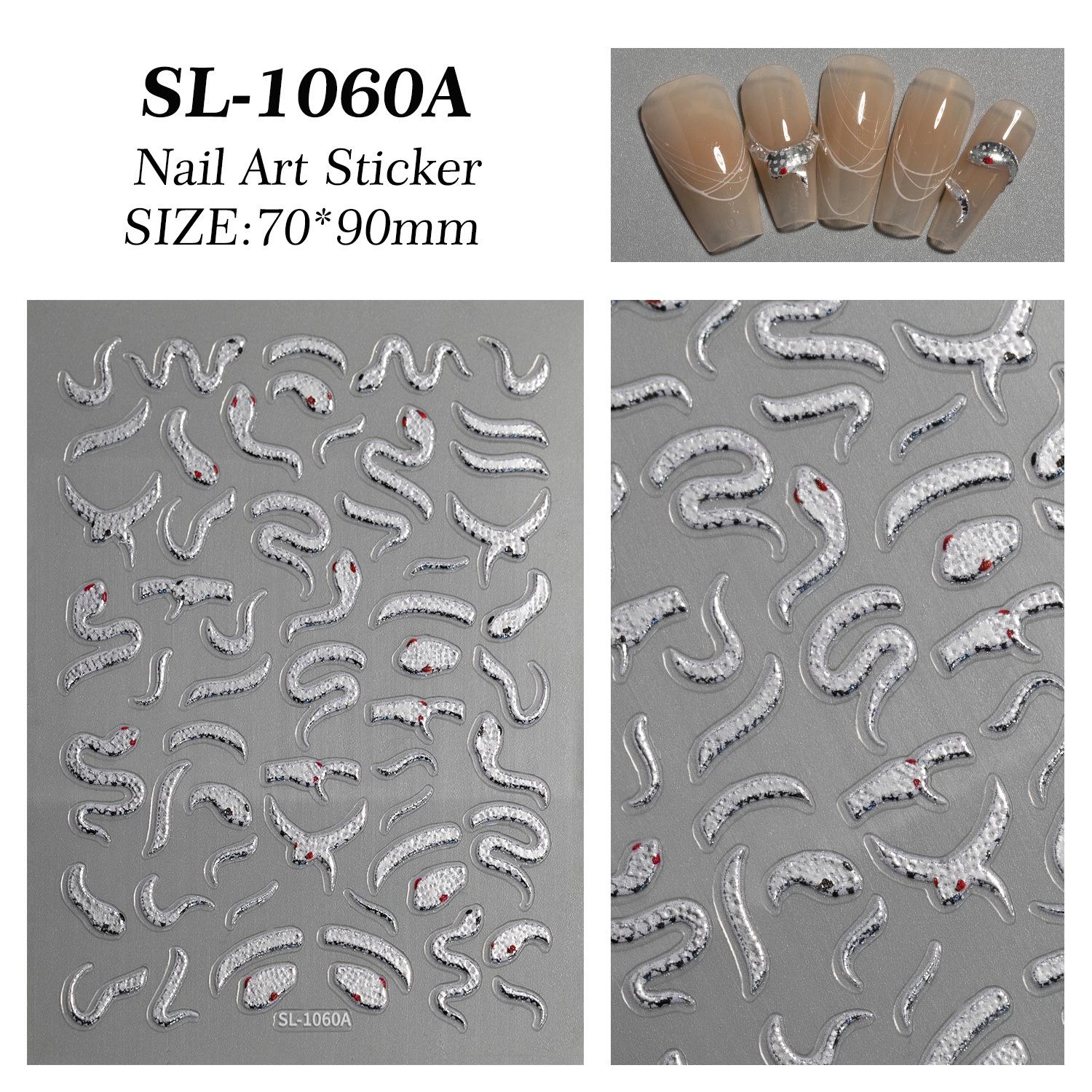 

5D Тисненые Золотые Наклейки для Ногтей Змея - Блестящее Серебро Авроры, Стиль Острой Девушки