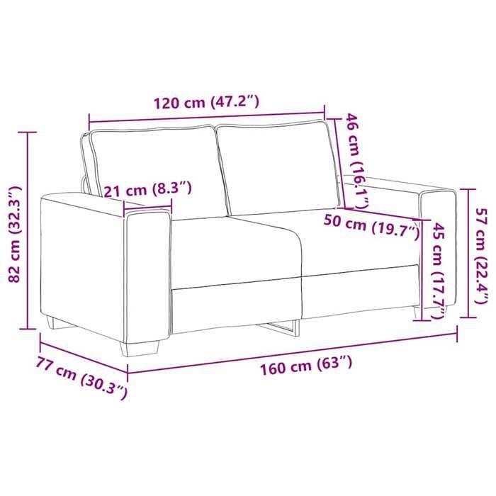 VidaXL Canapé à 2 places gris foncé 120 cm tissu, canapé, canapé 2 places, canapé en tissu, divan, canapé deux places, 4105157