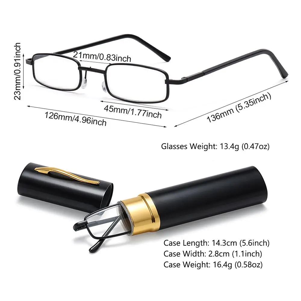 Compact Slim Portable Anti-blue light Reading Glasses Readers for Men Women with Pen Clip Tube Case Presbyopia Eyeglasses