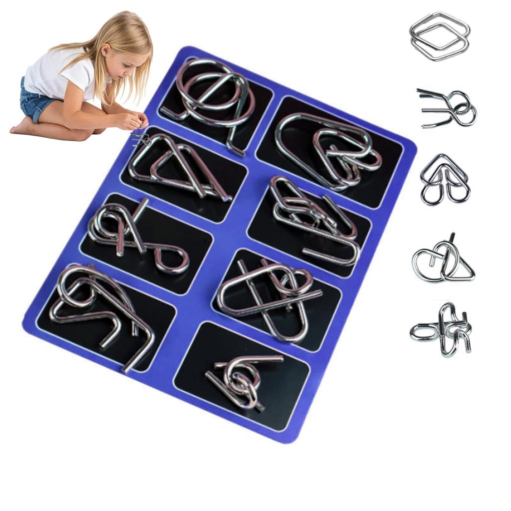 Eight-piece Puzzle Toy Set For Children, Designed To Teach Brain-teasing Puzzles And Solve Rings.