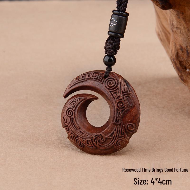 Collana Pendente Legno di Sandalo Etnico Retro di Alta Gamma: Catena per Maglione Versatile per Coppie