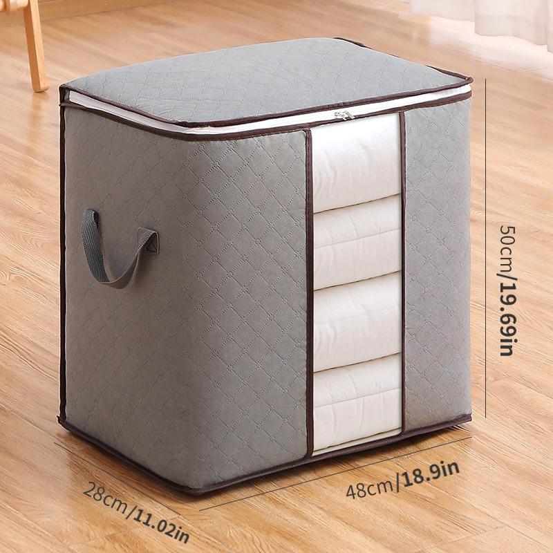 1pc Organize Your Home with This Large Capacity Clothes Storage Bag - Reinforced Handle, Thick Fabric, and Sturdy Zipper!