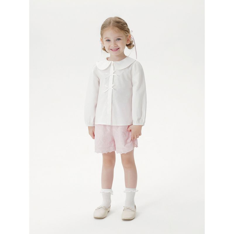 Mark Jenny Girls' Cute Bow Doll Collar Shirt Baby Shirt 2026 Spring New Style 551658