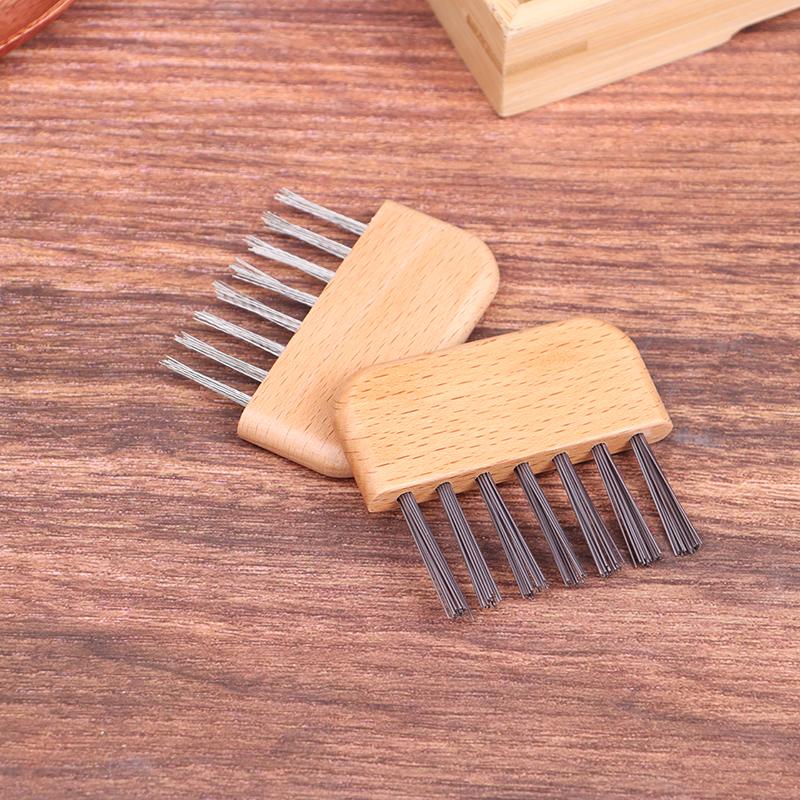 1Pc Wooden Handle Comb Cleaner Delicate Cleaning Removable Hair Brush Comb Cleaner Tool Handle Embeded Tool