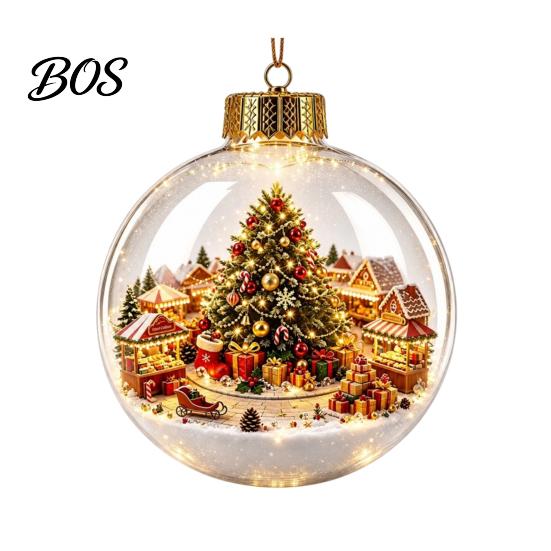 Christmas Party Supplies Glowing Clear Ball Ornament, Light Up Story Decoration with Warm LED Unique Holiday Souvenirs Light, Mini Scene Xmas