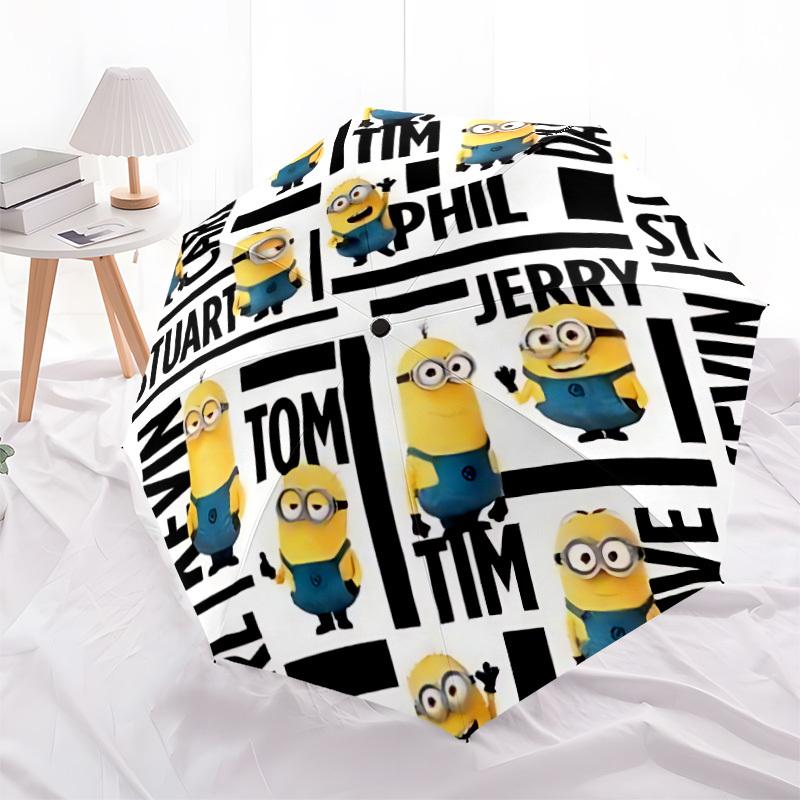 1pc Minions Characters Automatic Open/Close Folding Umbrella, Windproof 8-Rib Construction, Lightweight Travel Umbrella for Women/Men a0903207