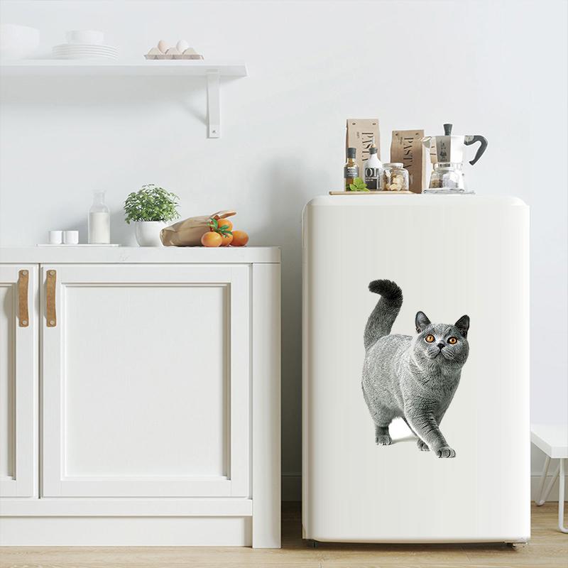 T417#Lovely Cat Persian Cat British Shorthair Animal Wall Sticker Bathroom Toilet Decor Living Room Cabinet Refrigerator Decals