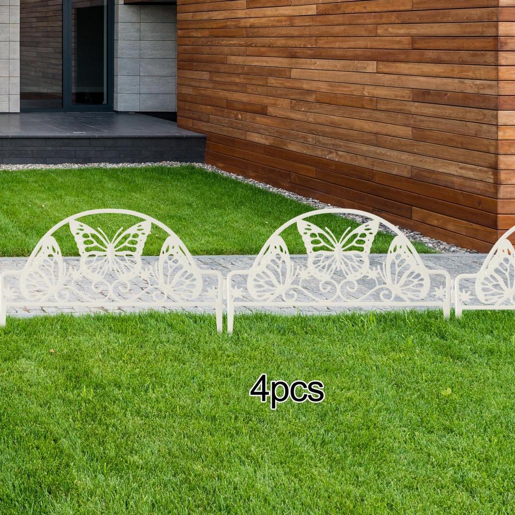 4x Decorative Garden Fences Animal Barrier Fence Butterfly Decor Pet Border Picket for