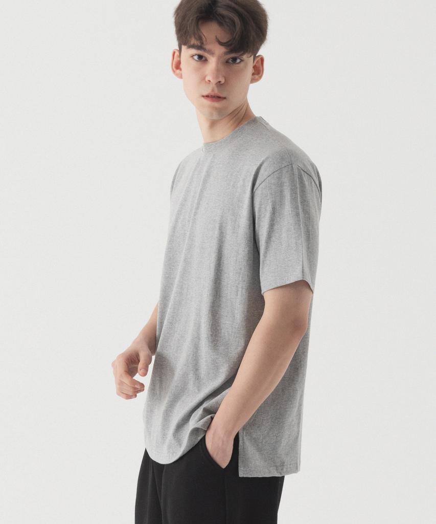 PIANER Basic Slit Short Sleeve T-Shirt (Melange)