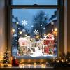 Weihnachts-Fenstersticker Statische Aufkleber, Verschneite Stadthäuser Schneeflocken Glasaufkleber, Wiederverwendbare Klebefreie Adsorption Weihnachten Aufkleber, Feiertagsdekoration für