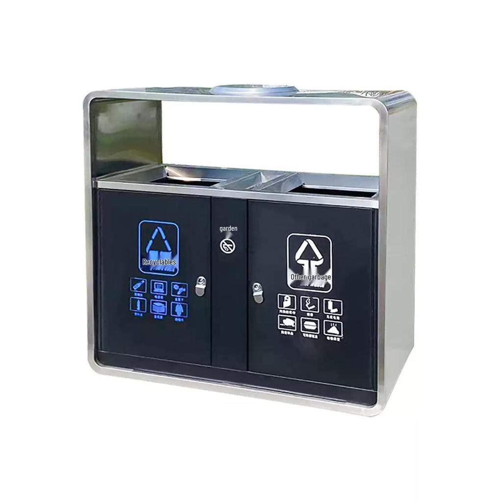 Stainless Steel Outdoor Trash Can: Large Sanitation Bin for Fruit Peels and Waste