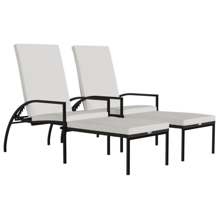 VidaXL Chaises longues avec repose-pied 2 pcs Résine tressée Marron