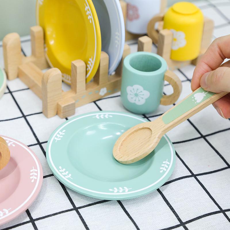 [2 Options Available] Children's Wooden Play Kitchen Set With Tableware And Knife Set - Interactive Educational Kitchen Toy