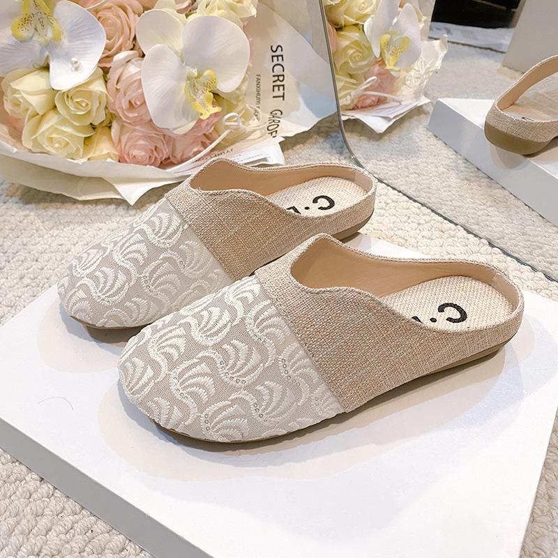 

Туфли ленивого рыбака, полутапочки с сумкой на голову, женская летняя одежда, плоская льняная обувь с одной педалью, офисные сменные классные тапочки 43