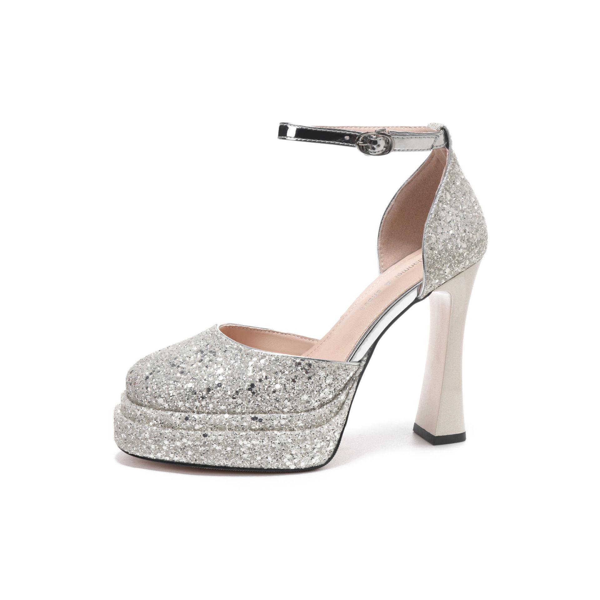 

- Грубый каблук, блестящие высокие водонепроницаемые туфли с полыми каблуками в стиле Лолиты 34