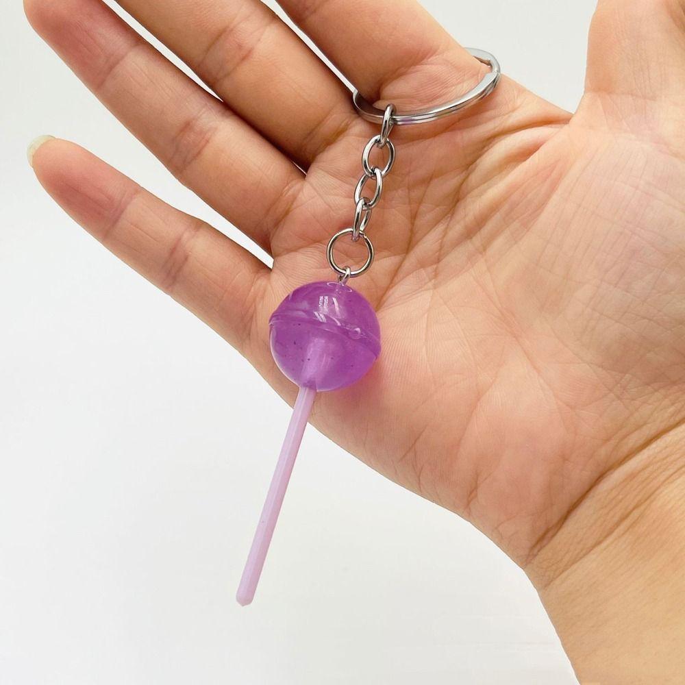 Transparent Lollipop Keychain 3D Food Candy Key Rings Lovely Simulation Lollipop  Men Women
