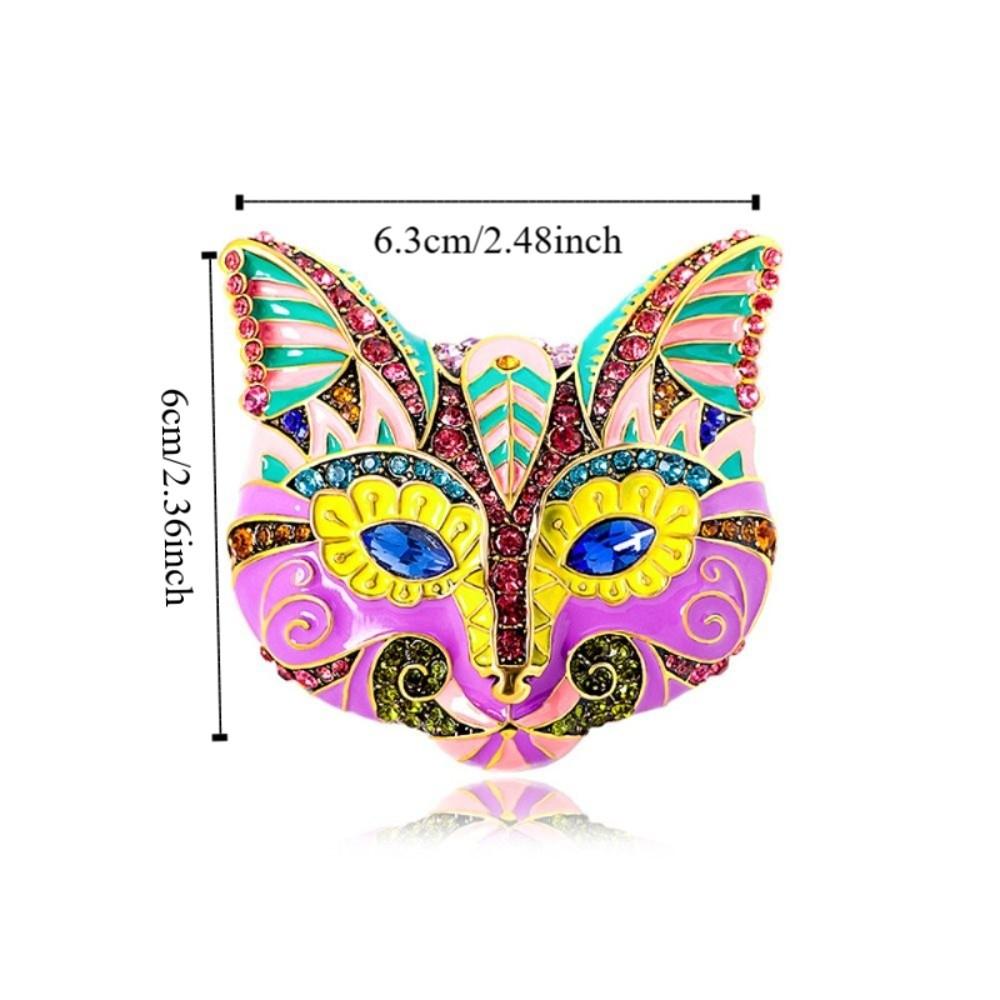 Rhinestone Cat Enamel Brooch Exaggerated Vintage Collar Pin Temperament Drip Oil Brooch  Decoration