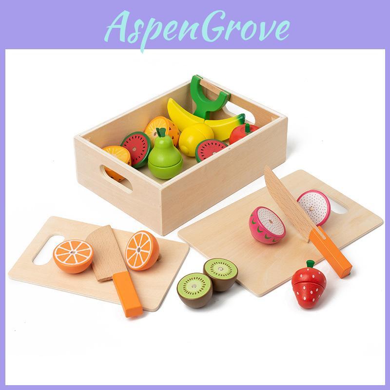 Wooden Fruit And Vegetable Cutting Toy With Magnetic Pieces For Preschool Kids Imaginative Play