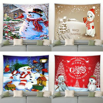 Decoración del hogar Tapiz navideño Muñeco de nieve Tapiz de árbol de Navidad Tapiz de decoración navideña