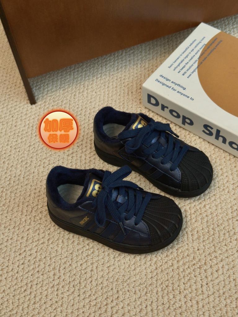 XSHX shell head shoes | Boys and girls autumn and winter leather surface non-slip rubber sole Velcro limited joint model