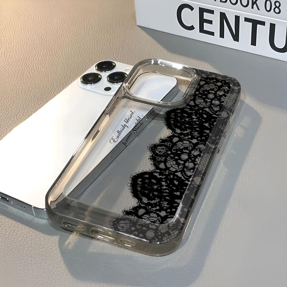 Black lace Case For iPhone 17 16 15 14 13 12 11 Pro Max Shockproof Soft Phone Case Cover 13 Pro Max 15 16 17 Air