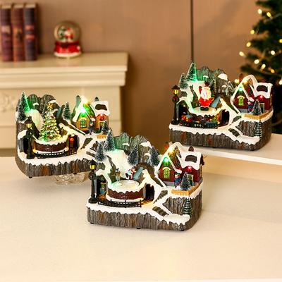 Christmas with Music Luminous Rotating Resin Ornaments Christmas Decorations Hotel Restaurant Shopping Mall Scene