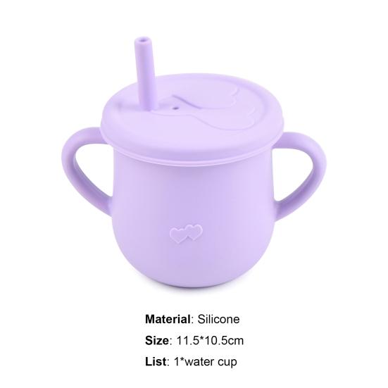 Water Cup Soft Leakproof Silicone Baby Straw Feeding Drinking Glass Home