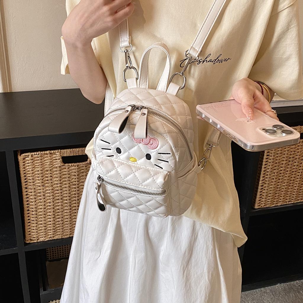 Schoolbag1011 new popular summer backpack female Korean diamond Kitt cat cute wind embroidered backpack