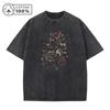 Mens Casual Washed TShirt Fashionable Floral And Skull Print Pure Cotton Short Sleeve Loose Fit Comfortable Commute Top