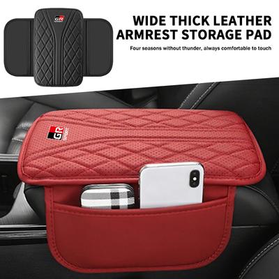 Leather Car Seat Armrest Box Protector Cushion Storage Box Cover Pad For GRsport Hilux Aygo Yaris Corolla Rav4 CHR Auris