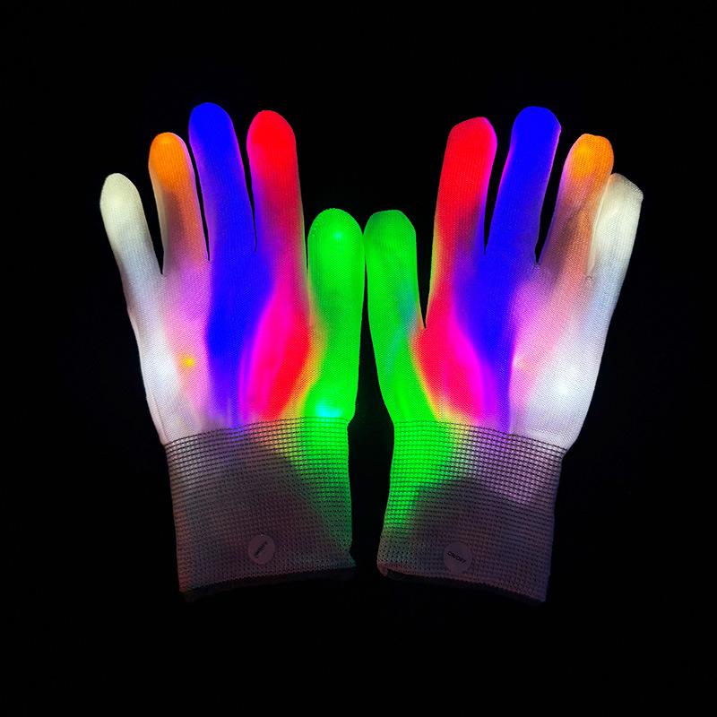 Hip Hop Party Led Rave Flashing Gloves Glow Light Up Finger Tip Lighting Gloves For Teens Adults Party Performance