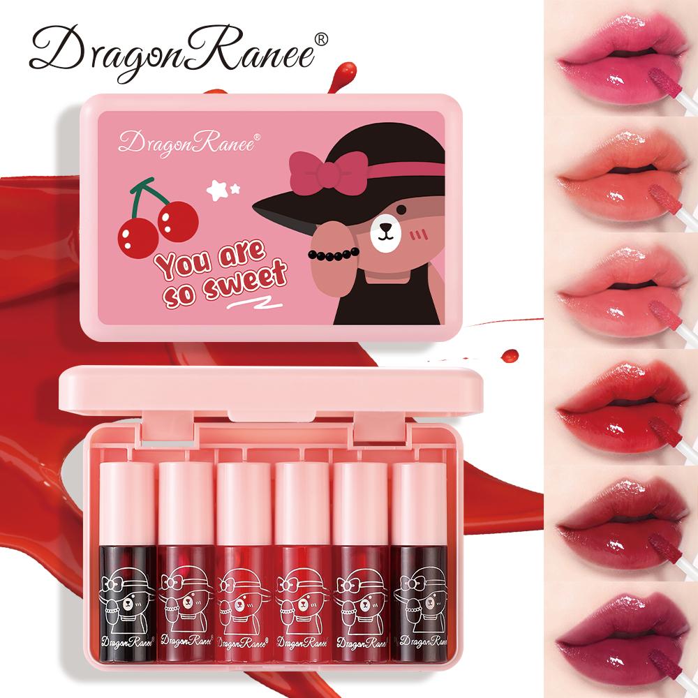 6-Piece Lip Gloss Lipstick Set Easy To Apply Non-Stick Berry Color Bright Lip Gloss Lip Glaze Holiday Gift Lip Gloss Set Lipstick Water