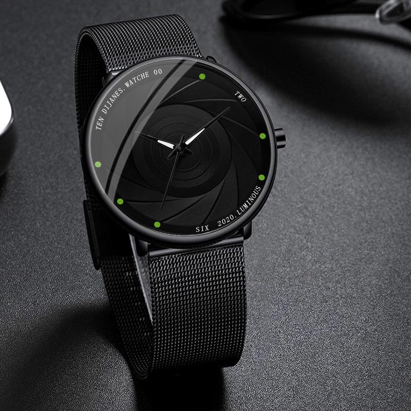 DIJANES 2pcs/set Men's Business Minimalist Quartz Watch Stainless Steel Mesh Band Wrist Watch & Her King Bracelet, Valentine's Day Gift For Him