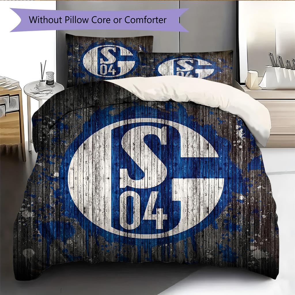 FC Schalke 04 Muster Bettwäsche Bettdecken-Set Heimdekoration Geschenk (1 Bettbezug + 2 Kissenbezüge (ohne Füllung))