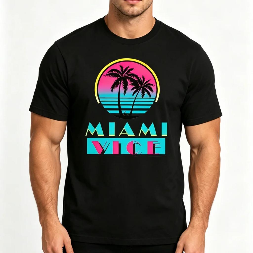 Modisches Neues Palmen-T-Shirt Für Unisex 80er Klassisch Tropisch Strand Rundhals Kurzarm Oberteil Lässig Sommer Streetwear