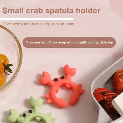 1/2Pcs Crab Shaped Silicone Spatula Holder Rack Anti Scalding Spoon Rest Clip for Cooking Pot Non Perforated Fork Utensil Stand Kitchen Gadget