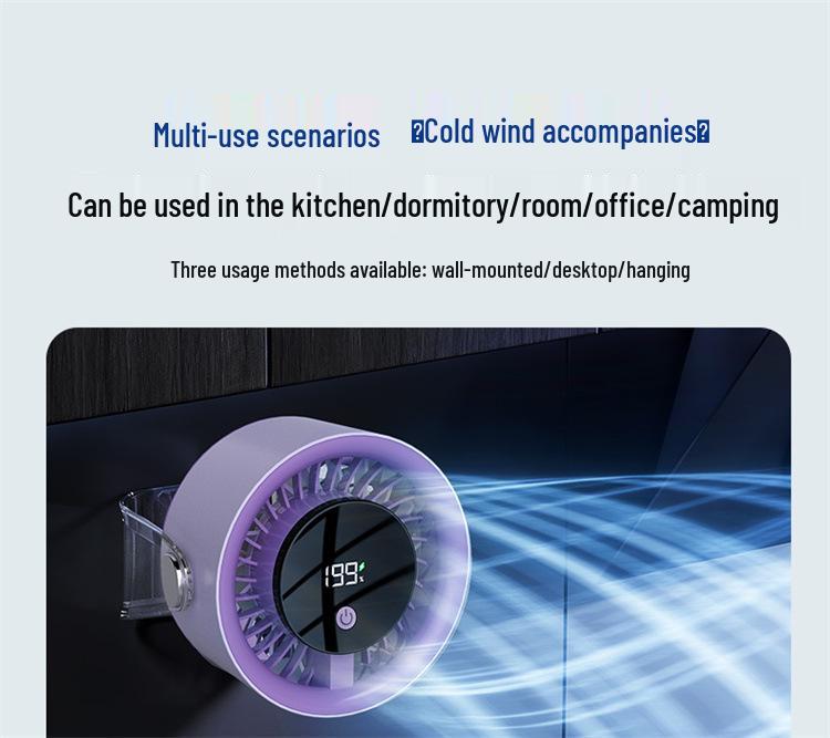 High-Speed Turbo Rechargeable Wall-Mounted/Desktop Fan for Kitchen & Outdoor Use