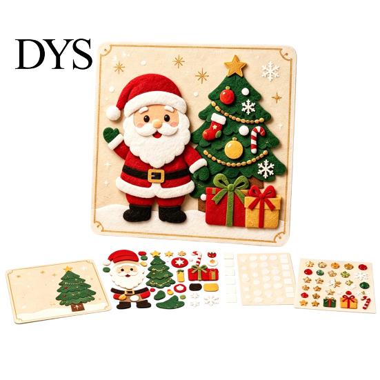 Creative DIY Handicraft Projects Christmas Magic Felt Sticker Art Kit for Kids, 3D Layered Santa & Tree Texture Handcraft Set Craft Set, No Mess Peel