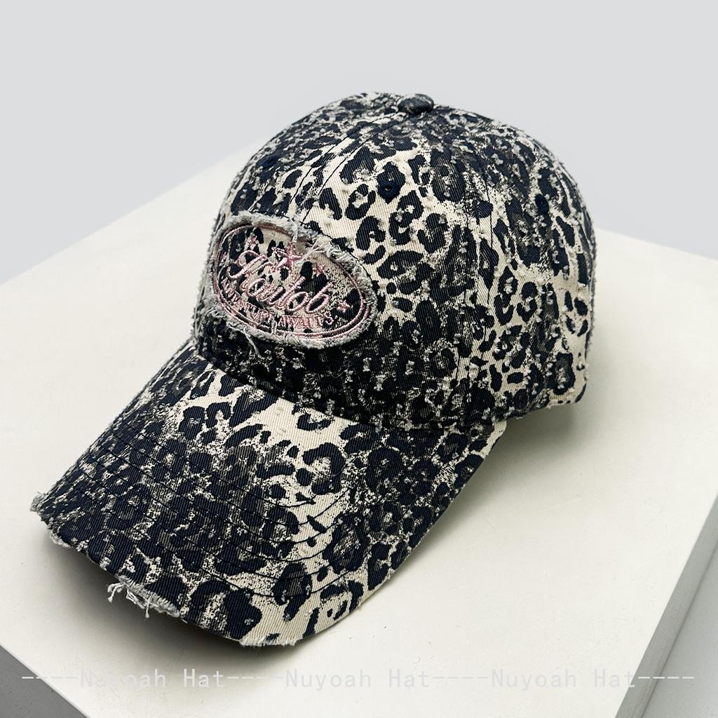 Leopard Print Embroidery Baseball Caps Sun Protection Broken Style All-Match Personalized Peaked Hats Street Style Trendy Ins Style Latest Women