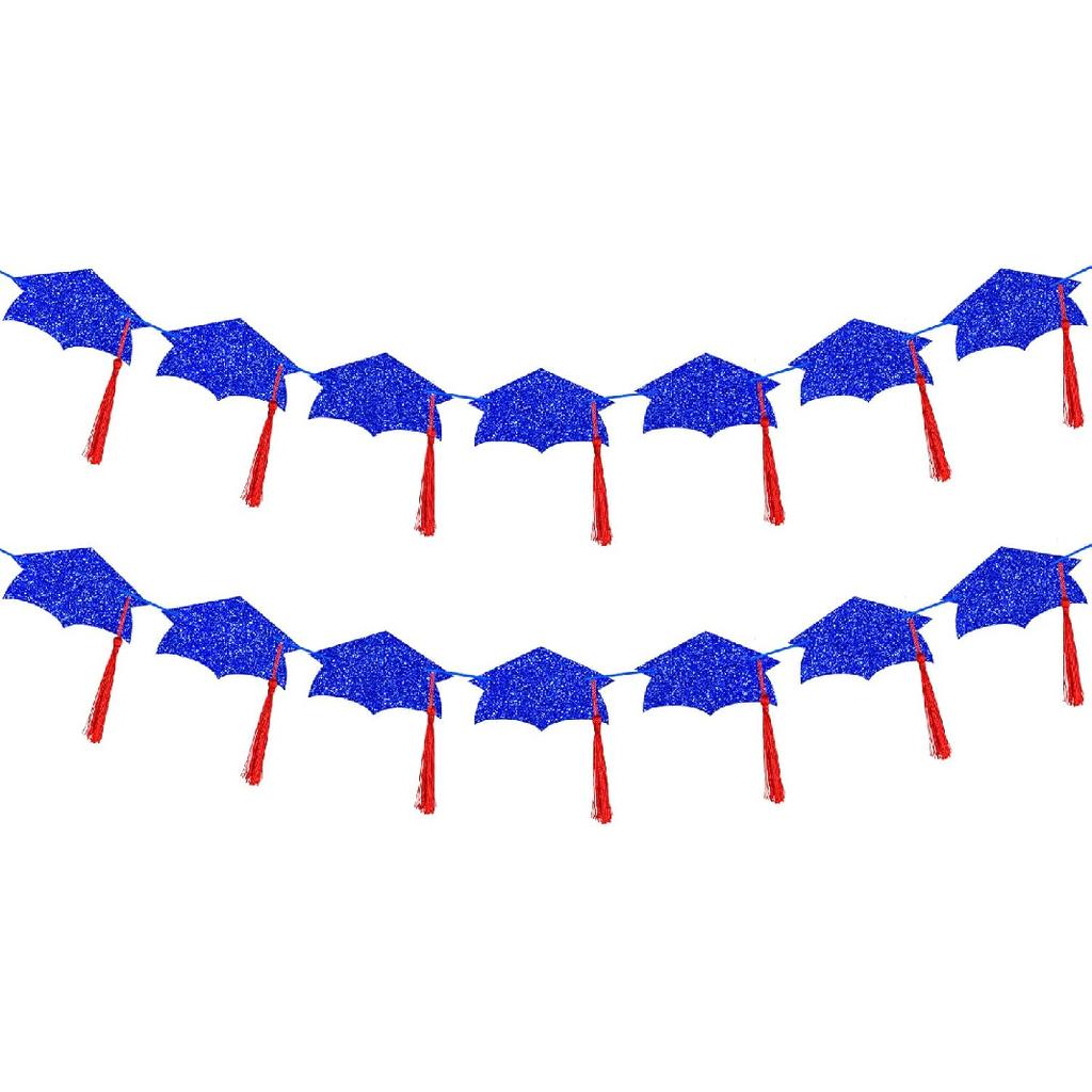 5Pcs Blue and Yellow Graduation Cap Garland Banner 2025 Graduation Banner Class of 2025 for Grad Party Decorations Class of 2025 Blue and Yellow