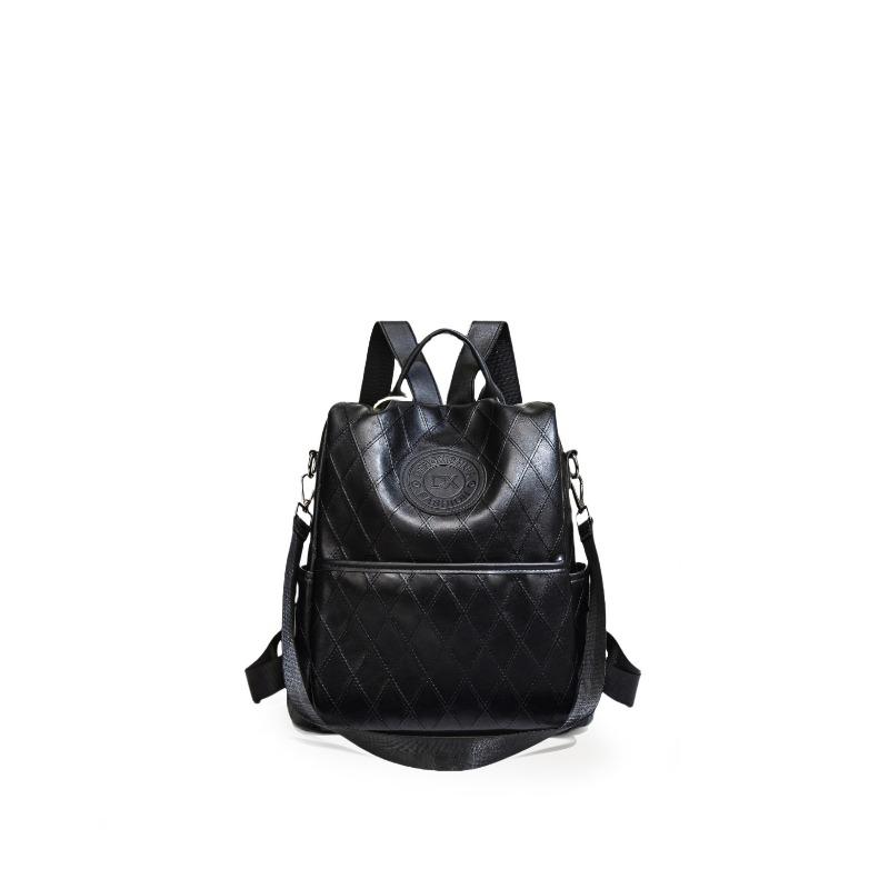 Stylish Large-capacity Backpack Women's New Diamond Student Schoolbag Solid Color Simple Multi-functional Shoulder Bag Women