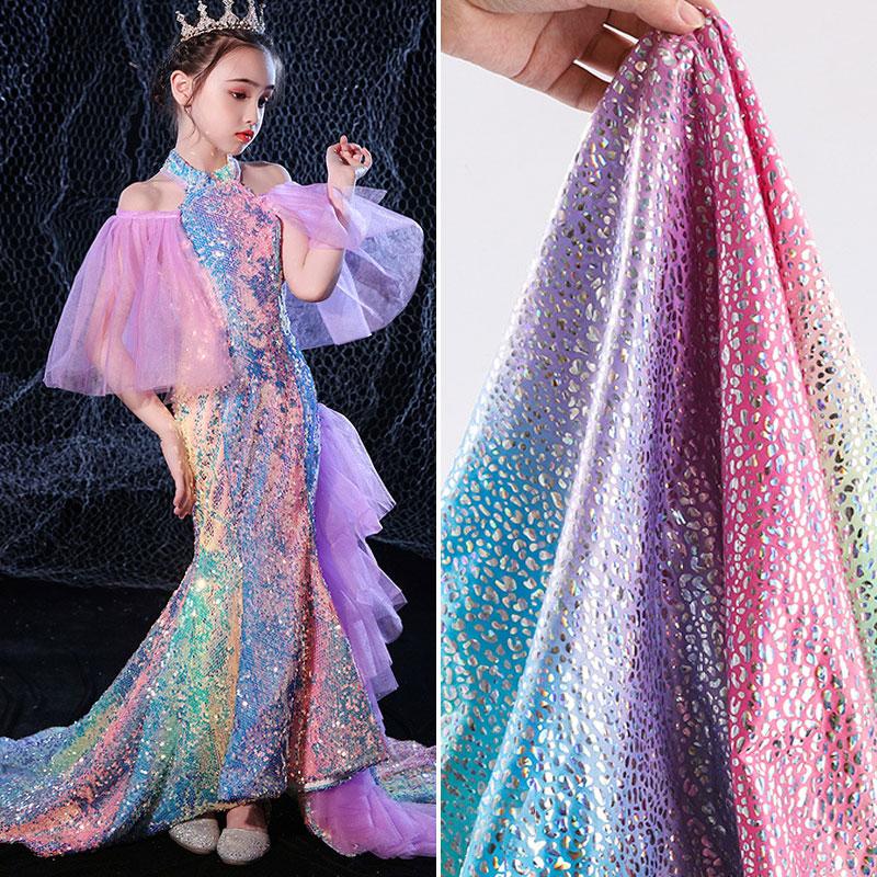 1M Glitter Laser Stretch Fabric 4 Way Stretch Iridescent Holographic Cloth For DIY Wedding Party Stage Costume Background  Decor