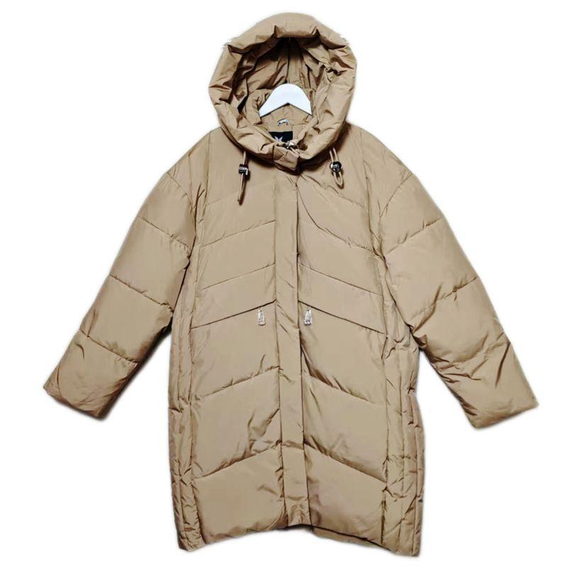 Foreign Trade Export To Russia Original Order Hood Down Cotton Cold Protective Clothing Women Mid-Length Warm Cotton-Padded Coat Solid Thick Winter