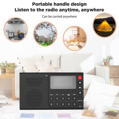 Am Fm Sw Portable Radio Recorder Type-c Charging Full Band Stereo Radio Recorder Alarm Clock Mp3 Music Player Radio With Support